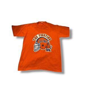 Vintage Illinois Fighting Illini T Shirt Orange Single Stitch USA 90s Kids